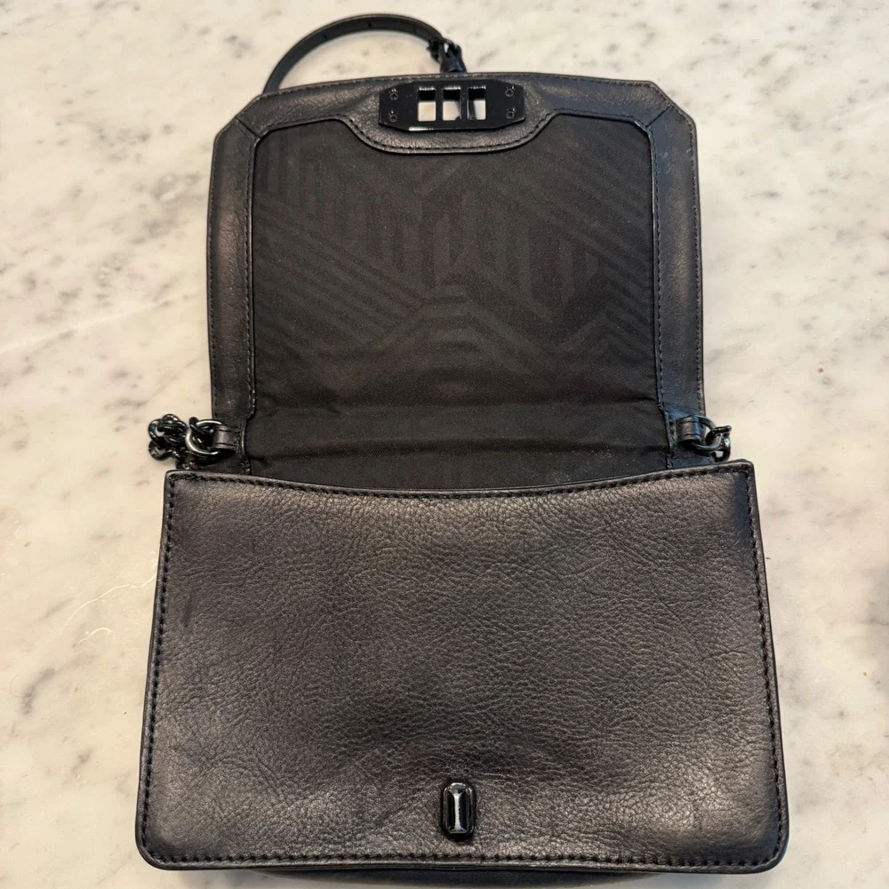 Rebecca Minkoff Small Love Crossbody Black Chevron Quilted Leather Bag